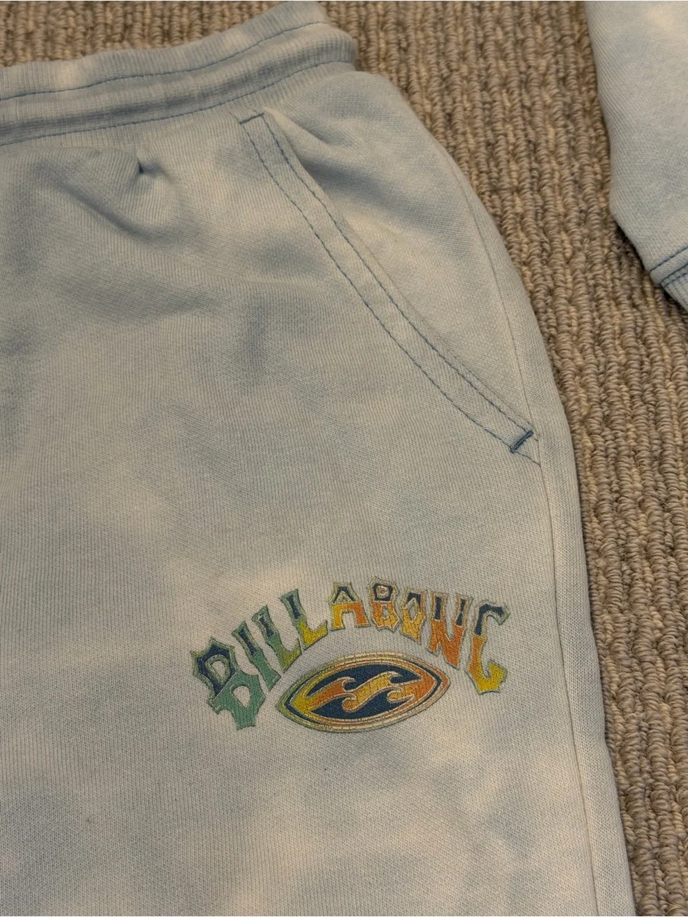 Billabong Light Blue & White Tie-Dye Hoodie & Jogger Set